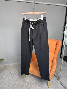 Lightweight Breathable Mens Straight Leg Casual Pants Elastic Waist Spring Summer Thin Model Casual Trousers Youth Style