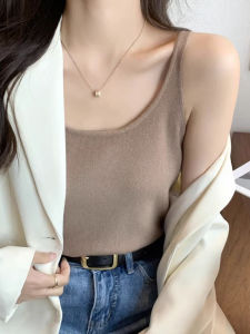 Summer Womens Knitted Vest Strapless Thin Design Pure Color Suit Inner Wear Straight Cut Commute Style Backless Top