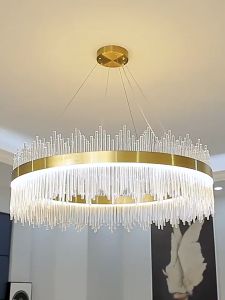 โคมไฟเปลี่ยนสี 3สีคริสตัลนําแสงหรูหราโพสต์โคมไฟห้องนั่งเล่นที่เรียบง่ายทันสมัยโคมไฟห้องนอนนอร์ดิกโคมระย้าที่สร้างสรรค์โคมไฟระย้า