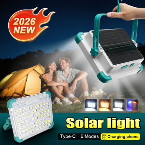 2026 New Rechargeable Solar Flood Light Outdoor Portable LED Spotlight Rechargeable Projector Floodlight Construction Lamp