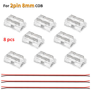 8pcs LED Connector Solderless 9 in 1 Transparent Connectors DIY L T X Shape 15cm Wire For 2pin 8mm 10mm COB LED Strip Lights