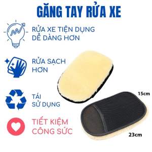 Bao tay rửa xe ô tô chuyên dụng lông cừu hàng cao cấp không đổ lông