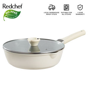 Redchef Nonstick Ti Ceramic Frying Pan Wok with lid No PFAS& PTFE& PFOA Suitable for All Stoves