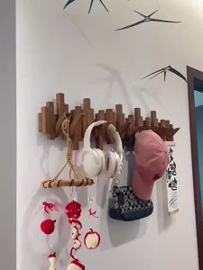 FANTANYIPIN | Solid Wood Piano Key No Drilling Wall Mounted Coat Hanger