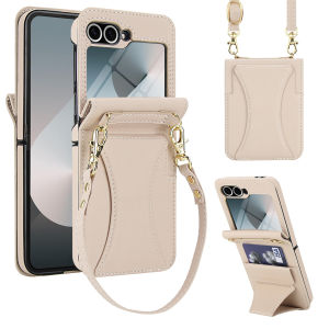 szhaiyu | Crossbody Leather Cards Solt Wallet Case For Samsung Galaxy Z Flip 8 7 7FE 6 5 4 Stand Tempered Glass Screen Protector Cover