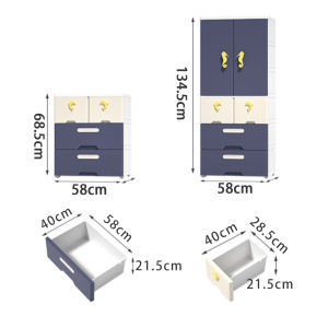 ตู้เสื้อผ้าเด็ก แข็งแกร่งและใช้งานได้จริง ไม่มีกลิ่น ปลอดสารพิษ ตู้เก็บของเด็ก พร้อมล้อเลื่อน 2ประตู ตู้เสื้อผ้าเด็ก