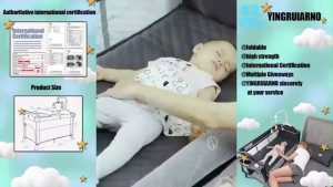Baby yaya crib 2-level mobile bed Playpen travel baby crib stitching large bed side door cradle folding