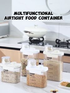 LOCAUPIN Clear Airtight Canister Double Seal Insect & Moisture Proof Food Safe PET Jar with Handle for Dry Wet Food