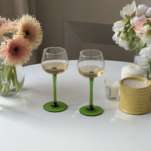 Elegant French Vintage Highball Glass for Sweet Wine and Champagne Green