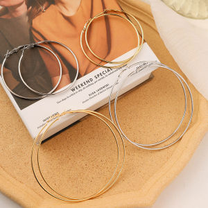 Exaggerated Large Hoop Earrings Women Silver Needle Fashionable Korean Style Alloy Jewelry  out New 2024 Ear Cuff