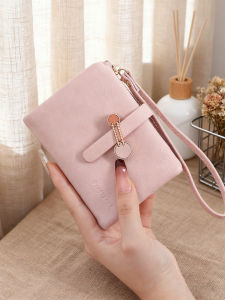 กระเป๋าสตางค์หนัง PU สำหรับผู้หญิง กระเป๋าสตางค์ทรงสั้นแบบพกพาขนาดเล็ก ความจุขนาดใหญ่ มีช่องใส่บัตรหลายช่อง กระเป๋าใส่บัตรขนาดเล็กพร้อมซิป