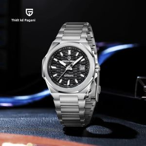 Pagani Design 40MM Đồng Hồ Cơ Tự Động Sang Trọng Dành Cho Nam Giới Dây Thép Không Gỉ Chống Nước Dạ Quang Đồng Hồ Đeo Tay Doanh Nhân Pha Lê Sapphire