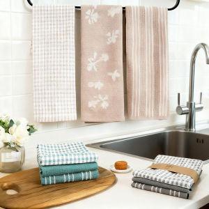 3-Pack Upgrade Tea Towels Nordic Style Cotton Absorbent Kitchen Towel Napkins for Dish Drying Hand Drying Multi-Purpose Cloth