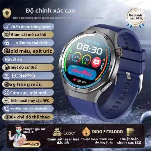 Đồng Hồ Thông Minh Nam GT5 Pro 2025 Mới Theo Dõi Axit Uric Lipid Máu Điện Tâm Đồ Huyết Áp Nhiệt Độ Dữ Liệu Sức Khỏe Chính Xác Màn Hình AMOLED Gọi Bluetooth HD