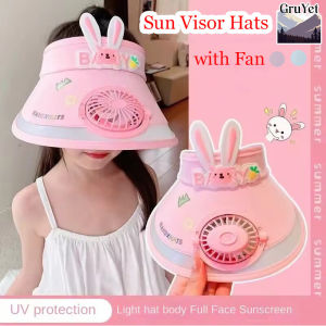 Sun Visor Hats With Fan Rabbit Ears Rechargeable Hat With Fan Built In Childrens Sun Hat With Fan Empty Top Hat For Kid