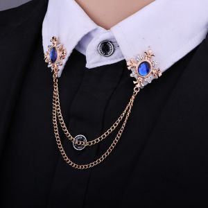 Tassel Rhinestone Cross Collar Chain Mens Corsage Ladies Shirt Collar Accessories Brooch