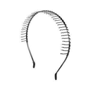 Bando Sirkam kawat pria ombak gelombang zigzag hitam polos buat rambut cowok wanita dewasa