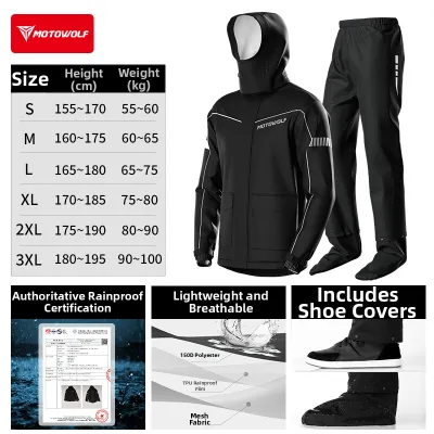 MOTOWOLF| Rainproof Waterproof Rain Suit for Motorcycle Riding