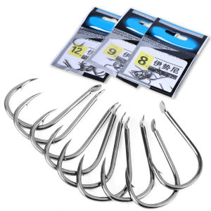 Sougayilang COD #8 #9 #12 9 PCS Fishing Curved Hook Dengan Barb Carbon Steel Fishing Hooks Tajam Memancing Lingkaran Jig Hooks.