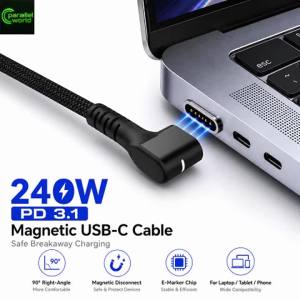 Cáp Sạc Từ Tính USB-C Sang USB-C PD3.1 240W Dây Sạc Nhanh 90 Độ Với Tính Năng Tháo Rời Dành Cho Laptop & Máy Tính Bảng