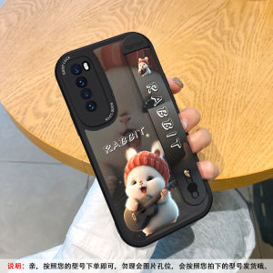 Suitable for Huawei Nova7 Phone Case Wrist Strap Rabbit Cute Nova7se Vitality Lens All-Inclusive Nova7pro Soft Silicone Nova6 Cyber Celebrity Stand Cartoon Classy Leather Case Female New Arrival Drop-Resistant