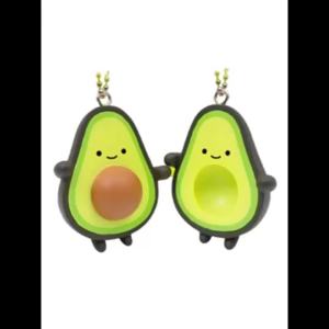 Bandai | Cute Avocado Cherry Charm Beans Eyes Two-Piece Food Keychain Mini Bag Pendant Blind Box Portable Decorative Accessory For Girls
