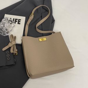 Large Capacity Commuter Slant Crossbody Bag Multi-Layer Grid Lychee Pattern Simple Fashion Single Shoulder Bag for Youth