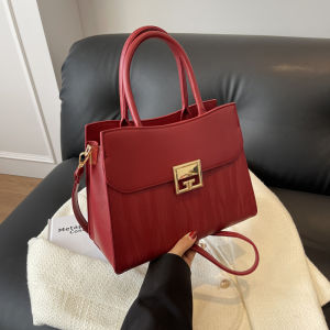 Wedding Celebration Red Bag Womens Shoulder Bag for Engagement Dinner Bridesmaid Bag Soft PU Material Zipper Closure Korean Style