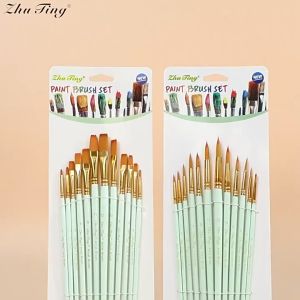 12Pcs Artist Paint Brushes Set Different Size Paintbrushes for Watercolor Oil Painting