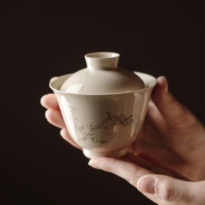 Bunching Single Tureen Tea Cup Tea Cup Ceramic Grass Gray Glaze Tea Cup Large Household Chinese Style Only Tea Bowl