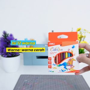 Deli Pensil Warna 12 WarnaWarna terangPegangan Segitiga EC09900