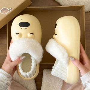 Dép Đi Trong Nhà Mùa Đông Bằng Vải Nỉ Đế Dày Có Gót Nữ Đế EVA Ấm Áp Thoải Mái Cho Phụ Nữ Sau Sinh Đi Trong Nhà