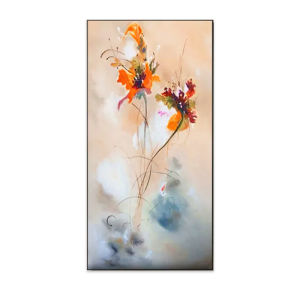 Original GY.ART Bud Blossom Hand-Painted Oil on Canvas Modern Minimalist Style Entrance Hall Decorative Artwork with Frame