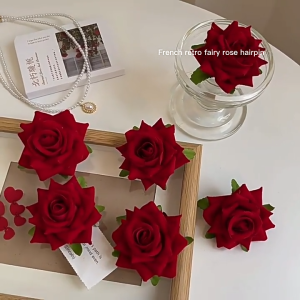 Kẹp tóc mỏ vịt hoa hồng 6cm 12cm xinh xắnkẹp tóc hoa vải nữ tính dịu dàng- phụ kiện RYRY