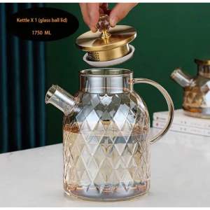 Diamond Amber Kettle 砖石琥珀冷水壶 High Borosilicate Glass Household Heat-resistant thickened glass cold water kettle with filter juice jug flower teapot
