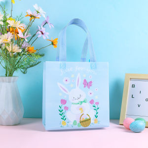 4/8pcs Easter Gift Bags with Handle Rabbits Non-Woven Bags Bunny Colorful Egg Treat Bags Happy Easter Party Decorations Favors