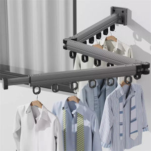 Retractable Clothes HangerAluminum Alloy Folding Drying Rack Wall-mounted Collapsible Drying Rack Space Saver Clothes dryer
