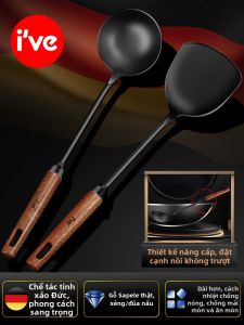 IVE | Household Cast Iron Cooking Spatula Wooden Handle
