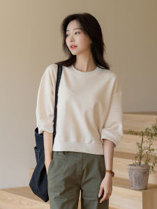 ZUOPIN | Cotton Short Sleeve T-Shirt 7/8 Length Sleeves Unique Womens Top
