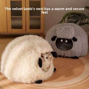 MONLEYTA | Mongolian Yurt Cat House Winter Warmth Secure Enclosed Cute Cat Hideaway Super Large Cold Proof Small Sheep Mongolian Tent