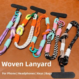 DAIMANG | Anti-Loss Anti-Drop Phone Case Key Earphone Case Chain Strap Wristband for Couples Pink Blue INS Style Nylon Handmade