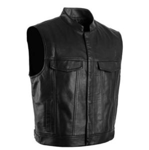 Zhuiyi เสื้อกั๊กแขนกุดปกตั้งเสื้อผ้าผู้ชายกระดุมหนังเทียมปิดกระเป๋ามอเตอร์ไซค์เสื้อแจ็คเก็ต