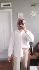 Baju Kempeja Wanita Tangan Gelembung Casual Size S M L XL Atasan Basic Tangan Balon Rayon Premium