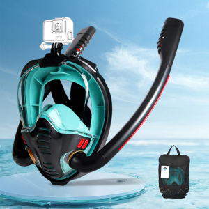 New Adult Snorkelling Mask Eye-Protecting Panoramic Double Hose Breathing Separate With Camera Mount Swim Silicone for Vacation