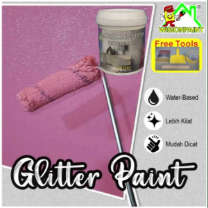 1L METALLIC GLITTER TEXTURED PAINT ( FREE TOOLS ) Glitter Paint for Wall / Cat Dinding Diamond / Cat Air / Sparkling