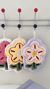 Handuk Tangan Motif Bunga Bisa menghabiskan uang Ins Handuk Gantung Lembut Dan Menyerap Air Aksesoris Dapur Perlengkapan Kamar Mandi