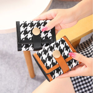 Ví nữ ngắn cầm tay khóa bấm họa tiết caro nhiều ngăn đựng thẻ nhỏ gọn tiện dung LX160