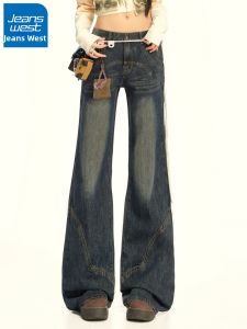 Jeanswest | Quần Jeans Nữ Ống Rộng Micro-flared Cạp Cao Tôn Mông Dáng Slim Phong Cách Retro Mỹ