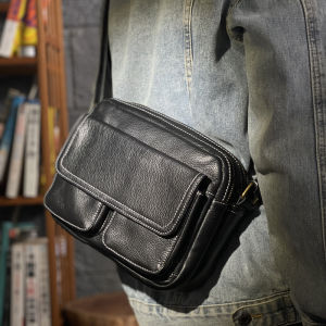 กระเป๋าสะพายข้างหนังวัวแบบถักแบบธรรมชาติทำมือสำหรับผู้ชาย กระเป๋าถือแบบลำลองสำหรับเดินทาง สไตล์ที่ปรับปรุงใหม่ รุ่น Postman