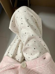 Womens Thickened Fleece Lined Sporty Wide Leg Pants Autumn Winter High Waist Straight Cut Casual Stroll Trousers Polka Dot Pattern